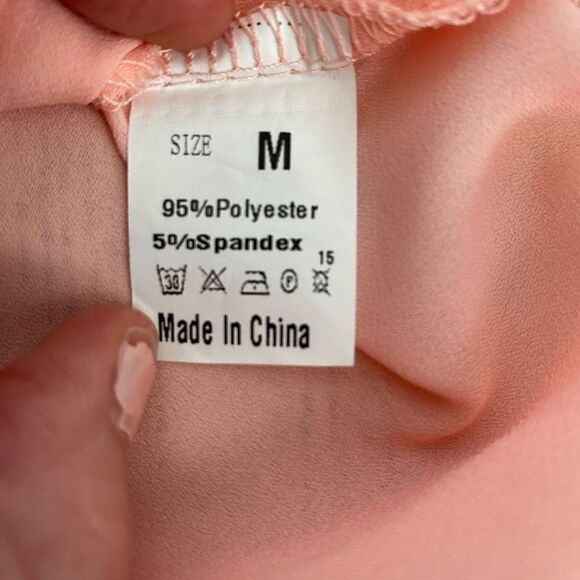 Women tie front button up top w/ruffle shortsleeves & v-cut neckline size Medium - Picture 8 of 9